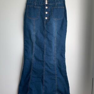 SHEIN Dark Blue Denim Maxi Skirt